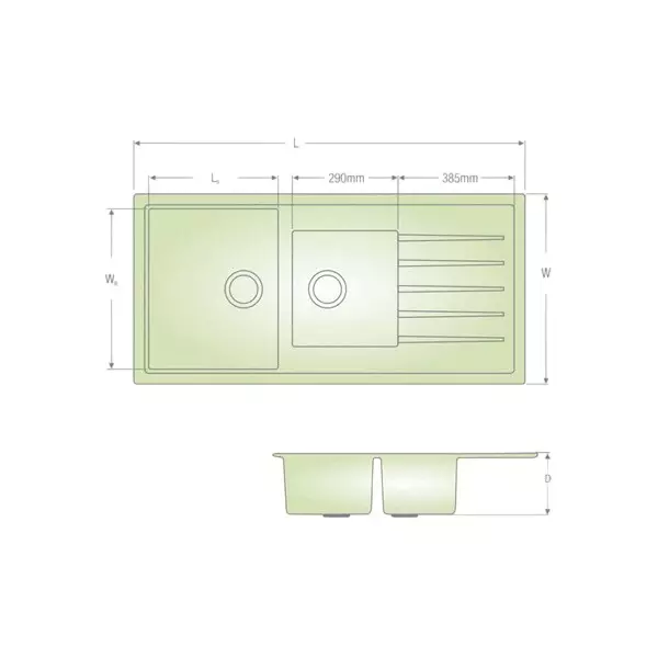 LIPKA Kitchen Sink with Drain Board 1146x493x230 mm Matte Finish Stainless Steel Double Bowl, QZDBD-18-CB