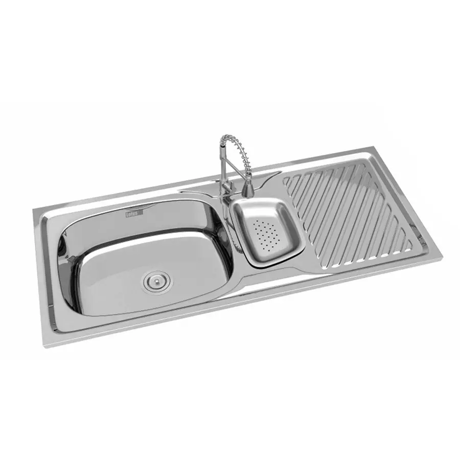 Lotus Studio Series Royal Kitchen Sink 1143x508x203 mm Size and 508x406 mm Bowl Stainless Steel Hairline Silver Finish, LSHBSDR-01