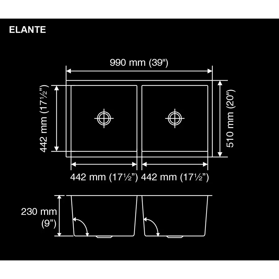 Nirali BG Kitchen Sink Meritox Series 990x510 mm (39x20 inch) Hairline Satin Finish Stainless Steel, Elante