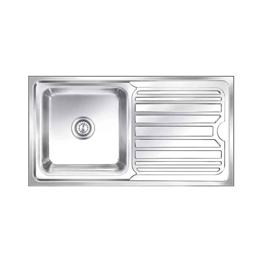 Nirali BG Kitchen Sink Silent Square Series Small 950x510 mm (37½x20 inch) Anti-Scratch Finish Stainless Steel, Olympia