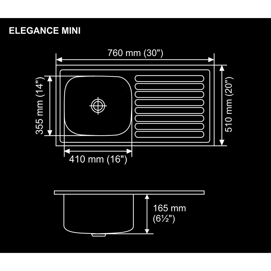 Nirali BG Kitchen Sink Popular Series Mini 760x510 mm (30x20 inch) Satin Finish Stainless Steel, Elegance