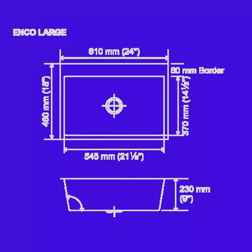 Nirali BG Meritox Enco Kitchen Sink Large 610x460 mm (24x18 inch) Hairline Satin Finish Stainless Steel 545x370x230 mm Bowl
