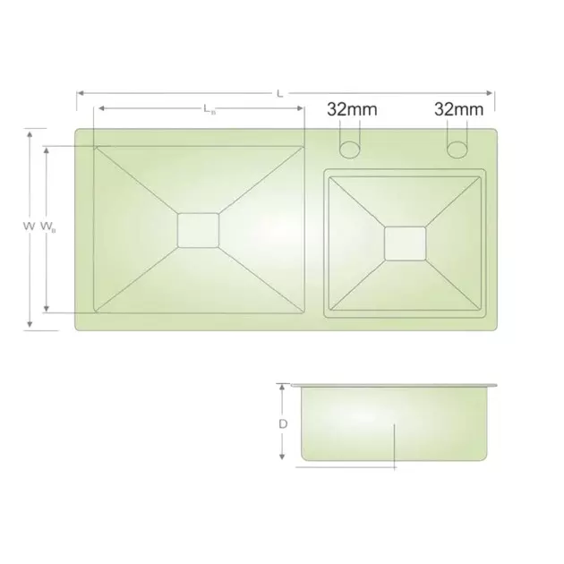 LIPKA Kitchen Sink with Tap Hole 814x458x254 mm Matte Finish Stainless Steel Double Bowl, HMDB01-304-TH