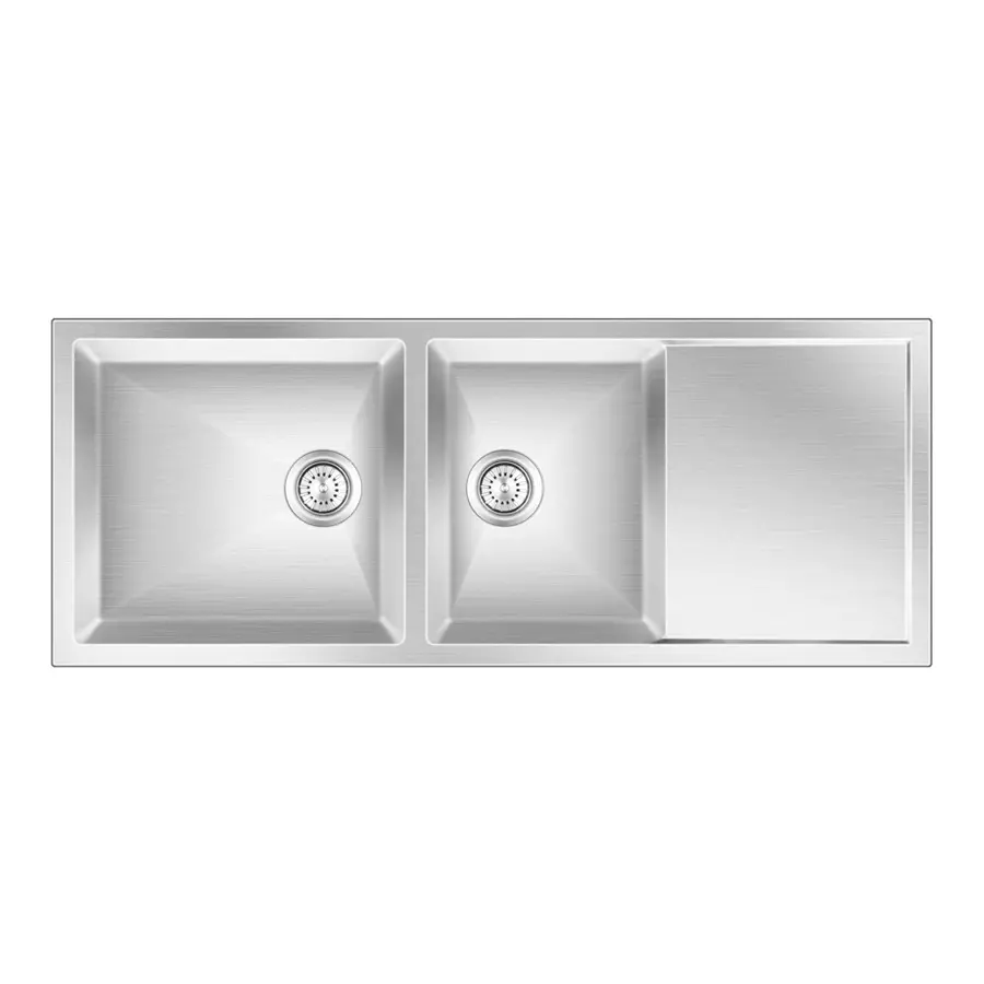 Nirali BG Kitchen Sink Expell Series 1295x510 mm (51x20 inch) Hairline Satin Finish Stainless Steel, Ebony