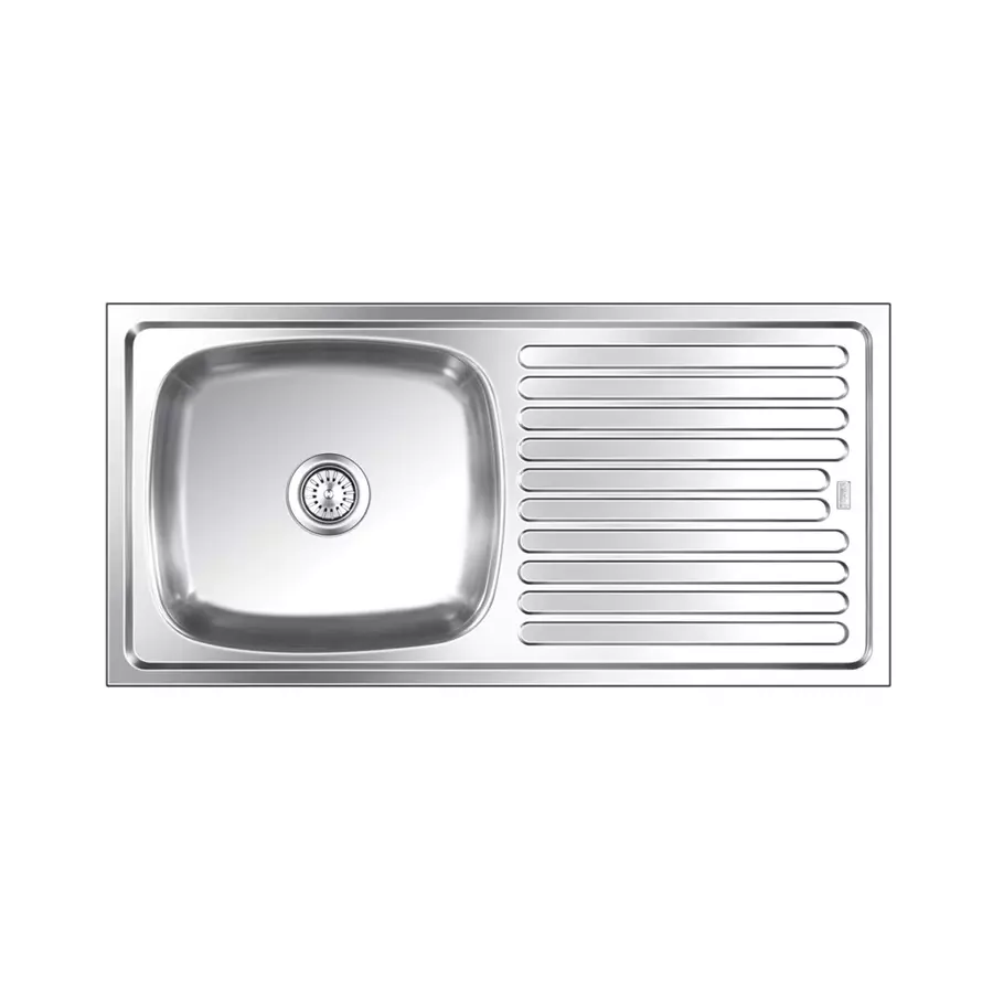 Nirali BG Kitchen Sink Popular Series Large (10 inch) 1145x510 mm (45x20 inch) Satin Finish Stainless Steel, Elegance