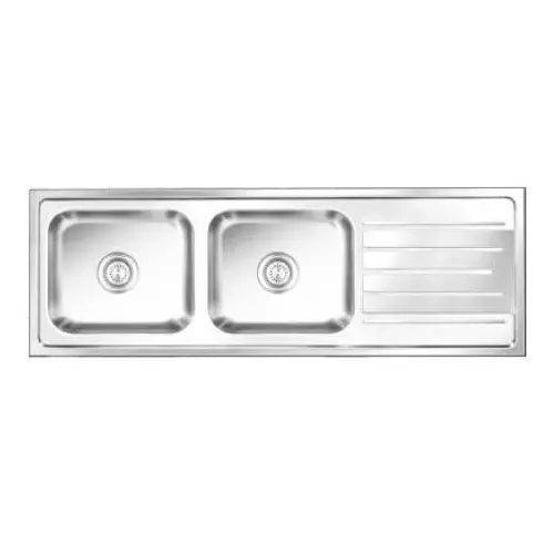 Nirali BG Kitchen Sink Popular Series Small 1370x457mm (54 inch x18 inch) Glossy Finish Stainless Steel, Graceful Elegance