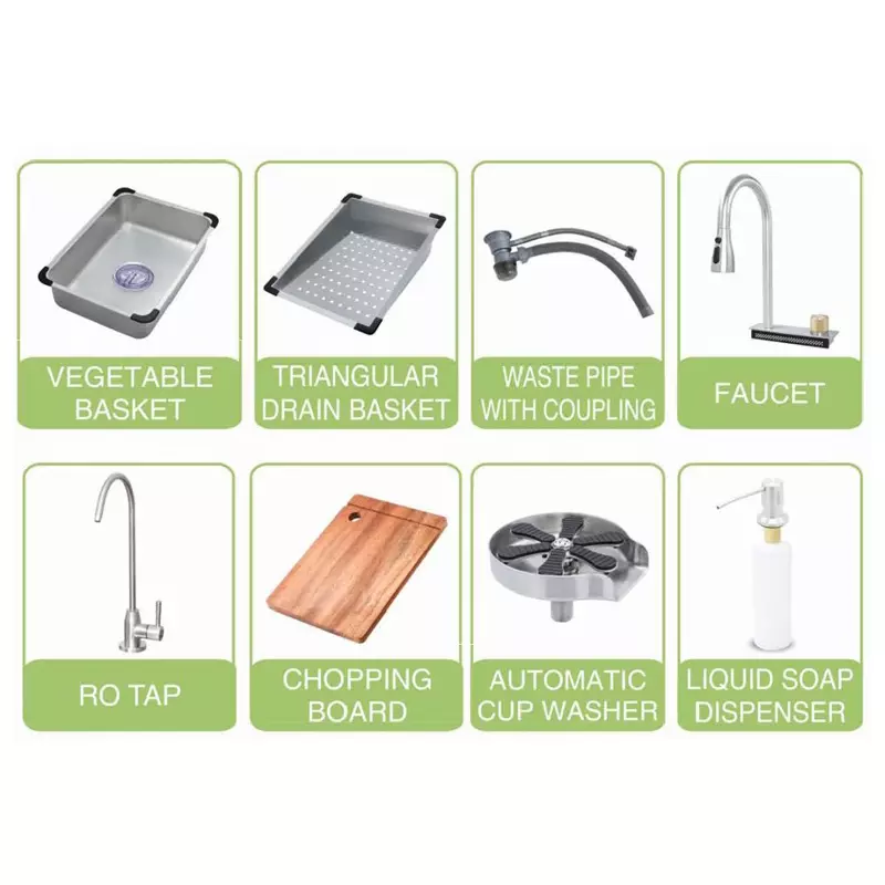 LIPKA WATERFALL Kitchen Sink 750x450x240 mm Matte Finish Stainless Steel Single Bowl, HMSB16WF-SILVER-304