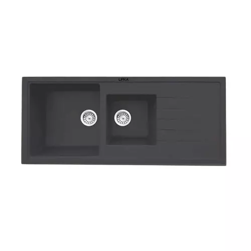 LIPKA Kitchen Sink with Drain Board 1146x493x230 mm Matte Finish Stainless Steel Double Bowl, QZDBD-18-B