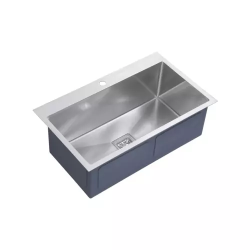 Aguar Tap Hole Single Bowl Kitchen Sink Silver Matt Finish 30x18 Inch (762x457.2 mm) Size Stainless Steel 304 Material Grade