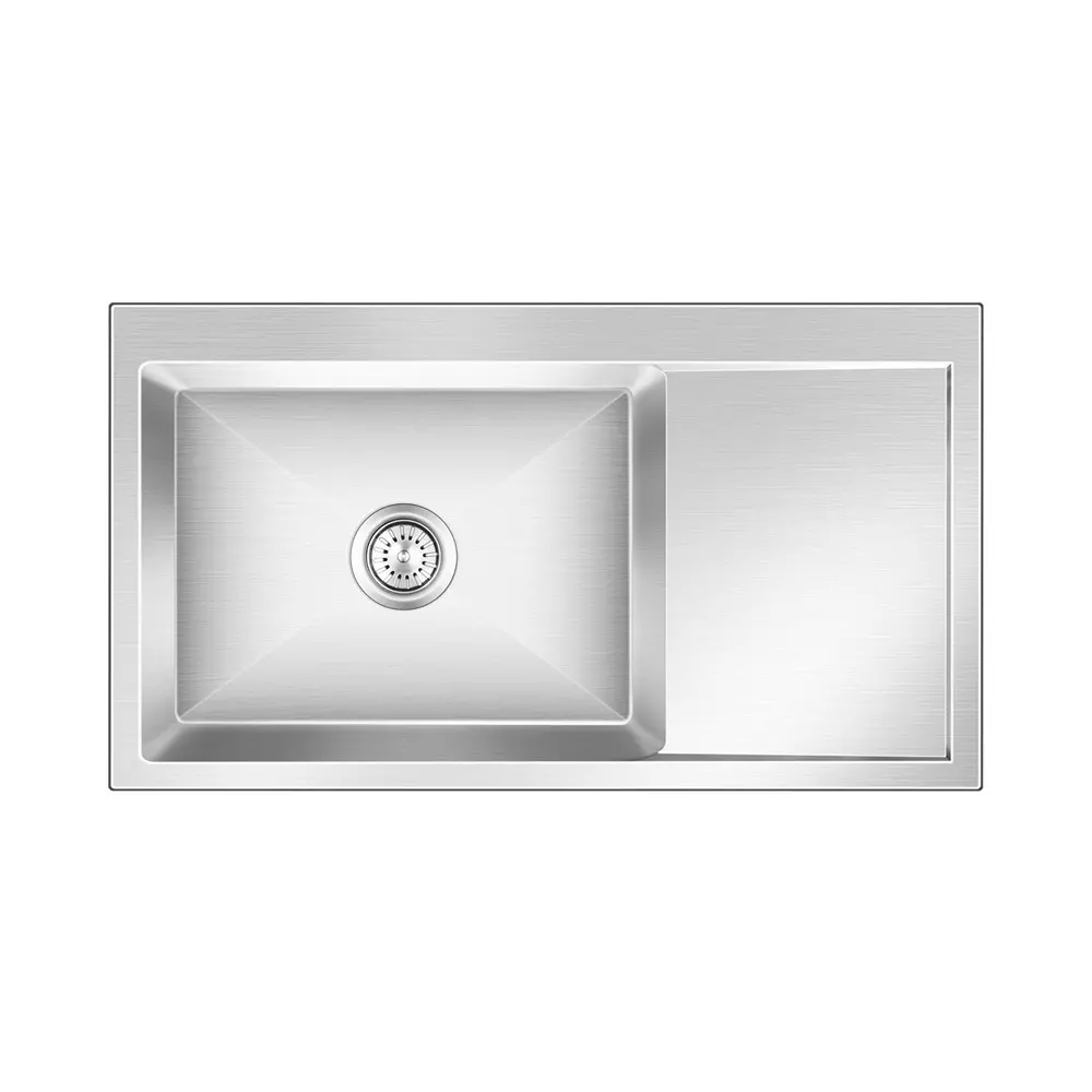 Nirali BG Meritox Evka Kitchen Sink 915x510 mm (36x20 inch) Hairline Satin Finish Stainless Steel 550x418x230 mm Bowl