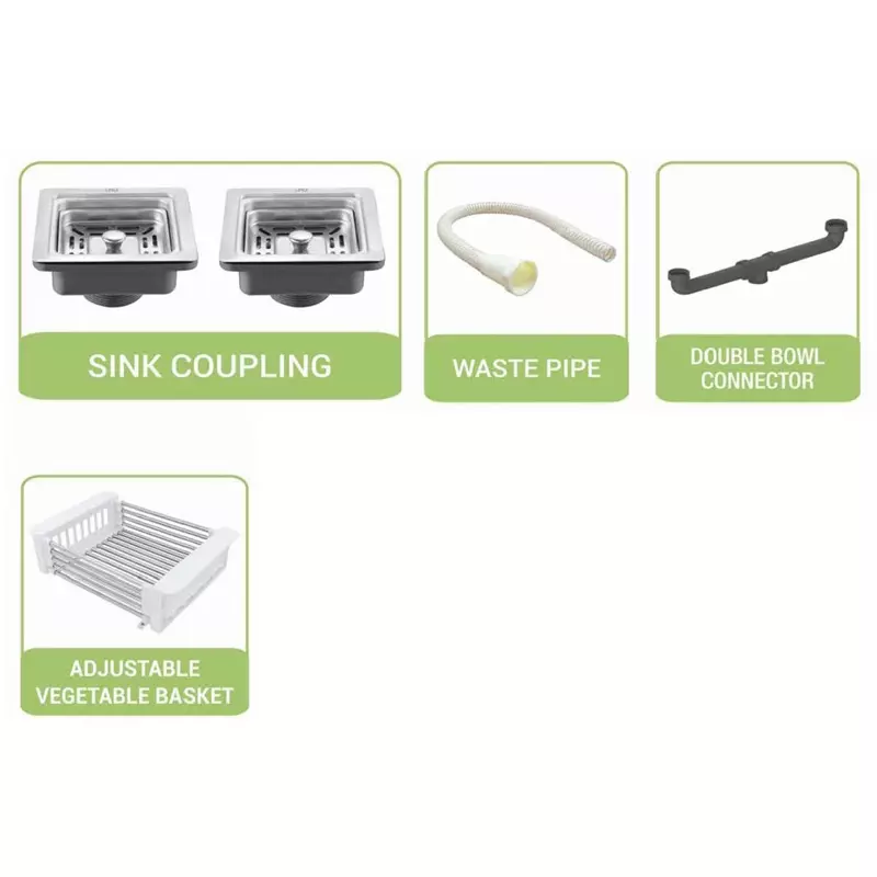 LIPKA Kitchen Sink with Tap Hole 1067x508x248 mm Matte Finish Stainless Steel Double Bowl, HMDB04-304-TH