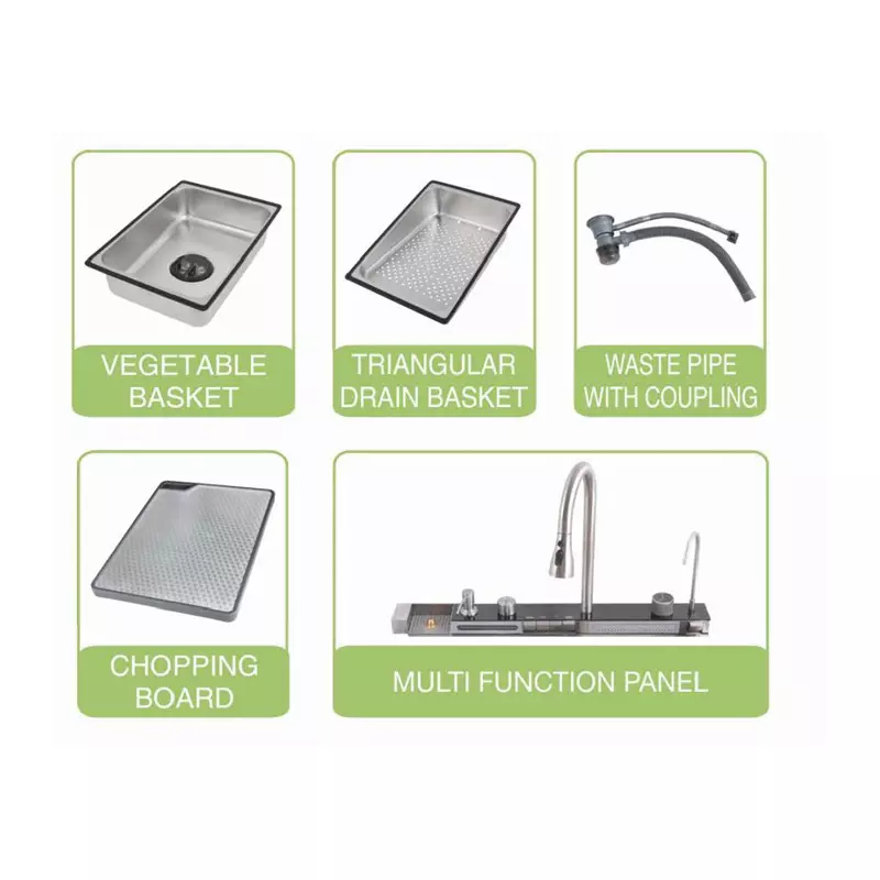 LIPKA WATERFALL Kitchen Sink 750x450x215 mm Matte Finish Stainless Steel Single Bowl, HMSB16PN-SILVER-304