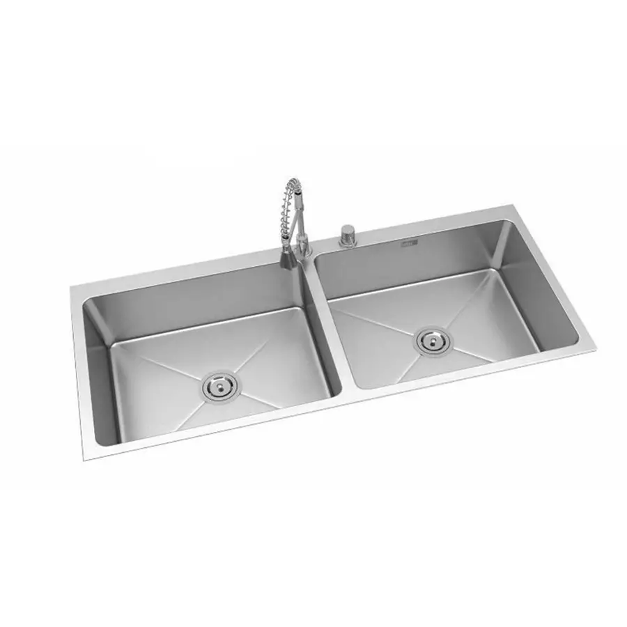 Lotus Fashion Series Jacquard Kitchen Sink 1143x508x228 mm Size and 533x406 mm Bowl Stainless Steel Hairline Silver Finish, LFDBJ-04