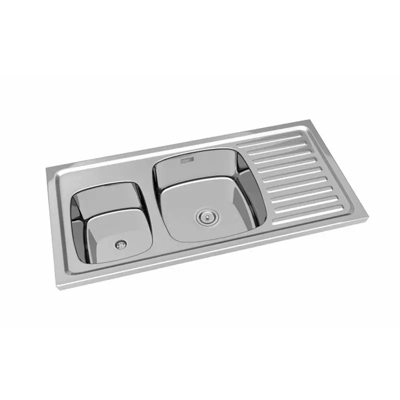 Lotus Studio Series Edge Kitchen Sink 1016x508x203 mm Size and 245x330 mm Bowl Stainless Steel Hairline Silver Finish, LSDBSDE-01