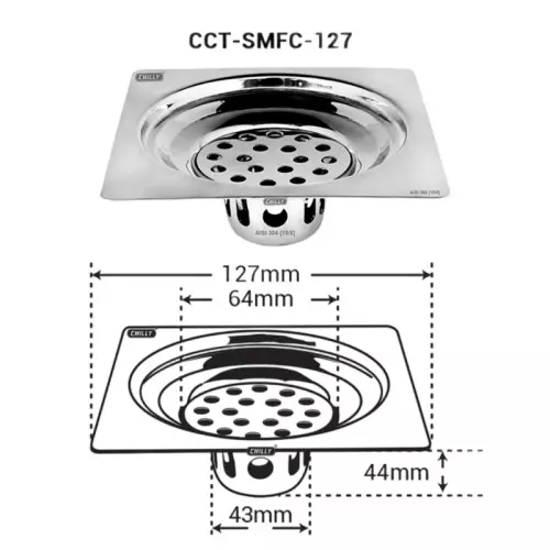 Chilly 127x127 mm Cockroach Trap Stainless Steel Matt Finish Silver, CCT-SMFC-127