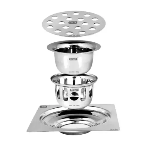 Chilly 127x127 mm Cockroach Trap Stainless Steel Matt Finish Silver, CCT-SMFC-127
