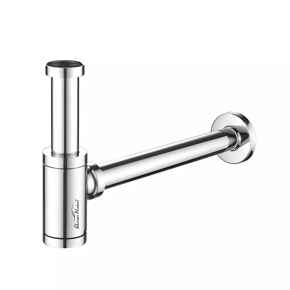 Bharat Photon Bottle Trap Wall Mount Chrome Finish Silver Color Metal Body for Bathroom & Kitchen, BP-BTLTRAP