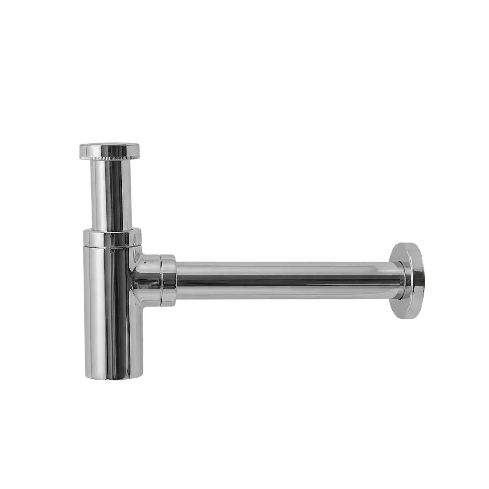 PLUMBER Ecoline Series Bottle Trap With Brass Pipe Wall Mounted Metal & ABS Body in Chrome Finish, EU-1724A