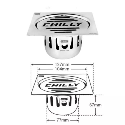 Chilly 127x127 mm Cockroach Trap Stainless Steel Glossy Finish Silver, CCT-SSDFC-127