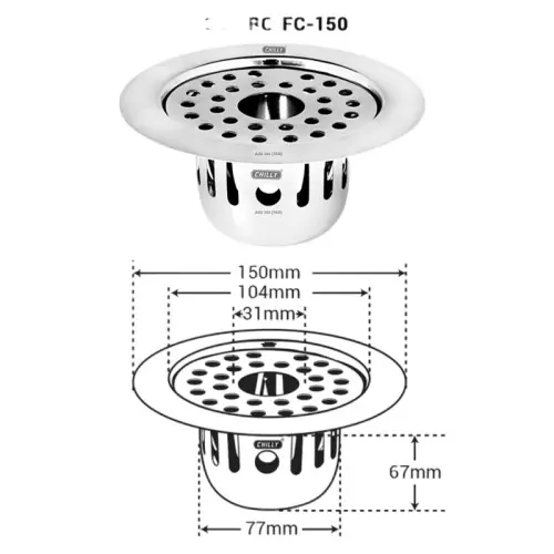 chilly-150-mm-cockroach-trap-stainless-steel-glossy-finish-silver-cct-rgfc-150