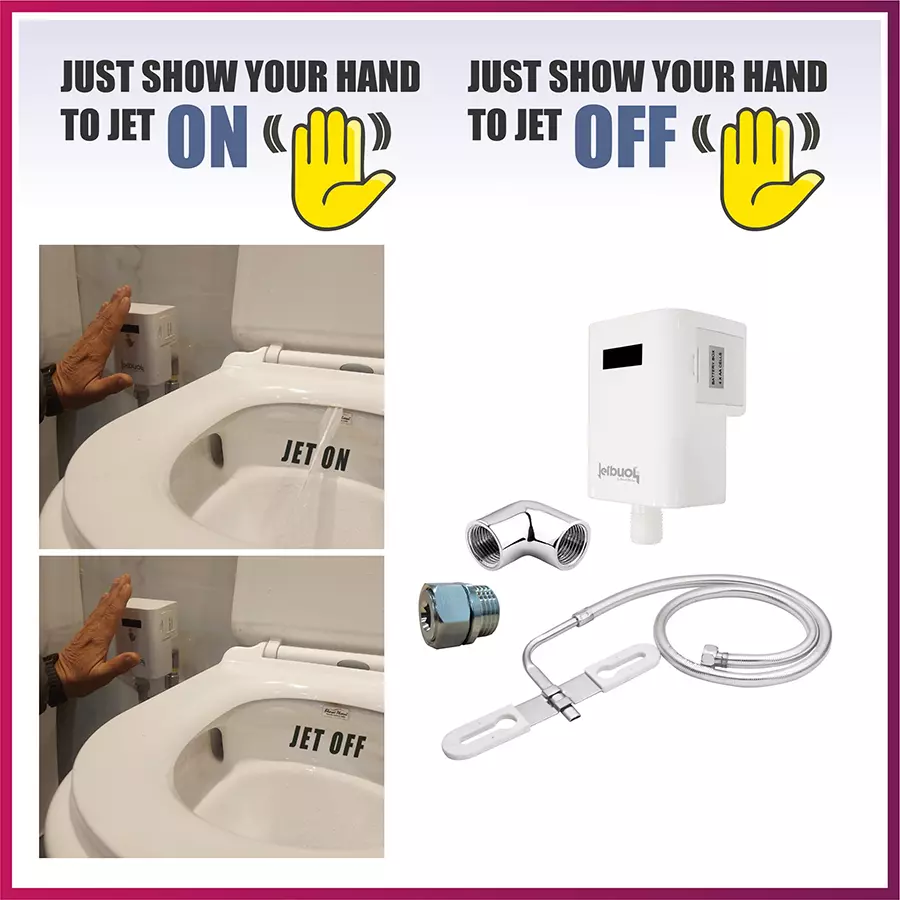 Bharat Photon JetBuoy Sensor Operated Bidet Sytem 6 V DC 500 mm with 4 x AA Alkaline Battery, White
