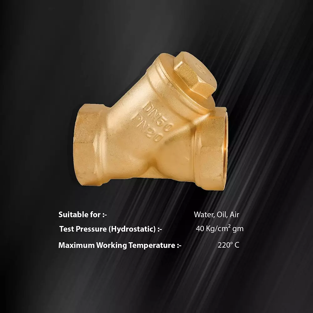 RN Y Strainer With Filter Forged Brass 1 1/2 Inch (40 mm) Size for Control Water, Air & Oil Flow, 2300Y