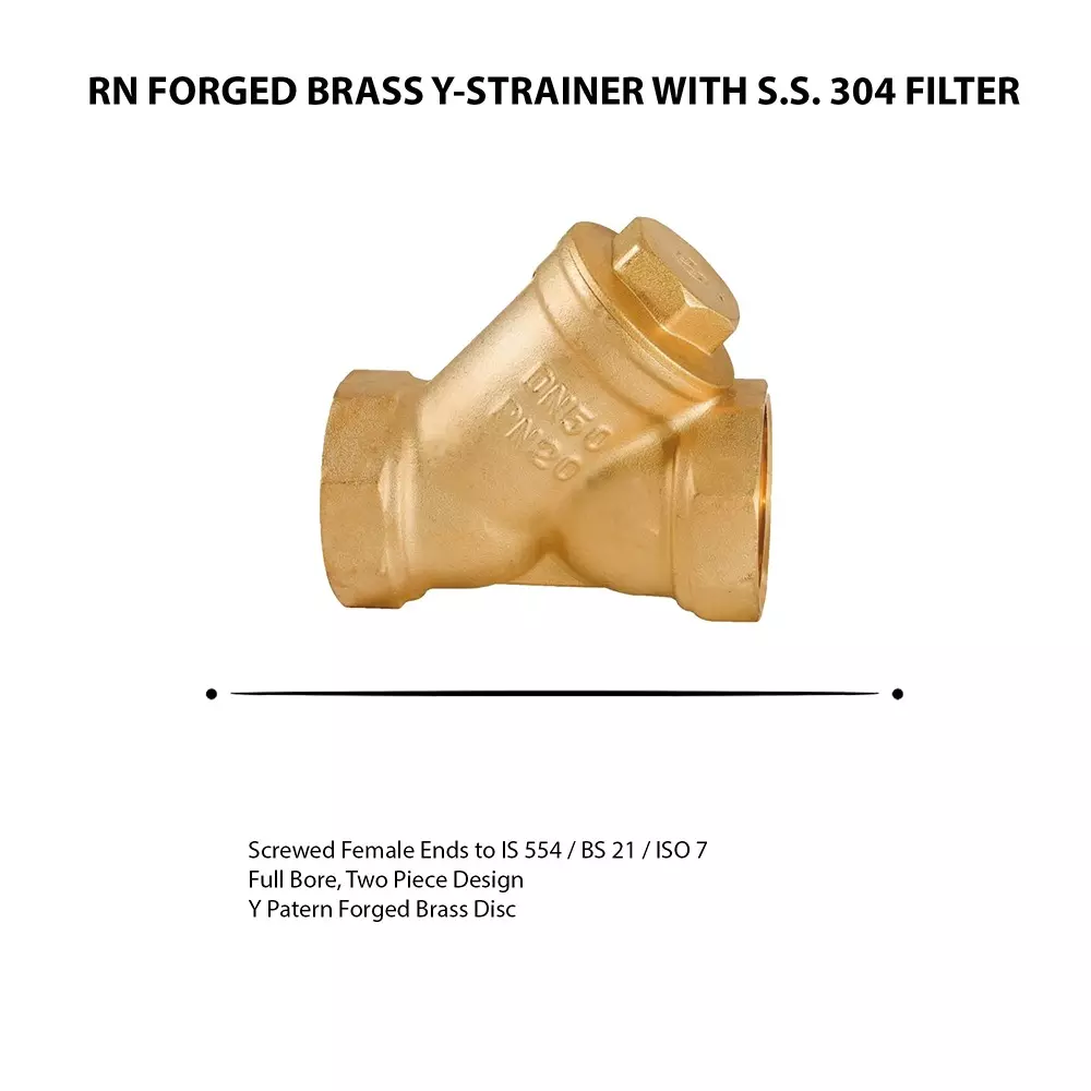 RN Y Strainer With Filter Forged Brass 1 1/2 Inch (40 mm) Size for Control Water, Air & Oil Flow, 2300Y