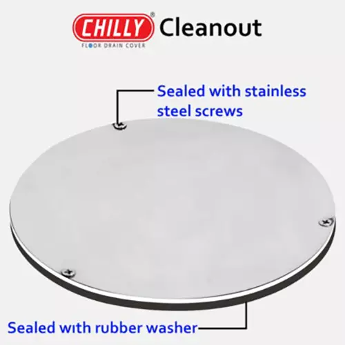 Chilly Heavy Traffic 200 mm Cleanout Stainless Steel Glossy Finish Silver, CO-RHT-200