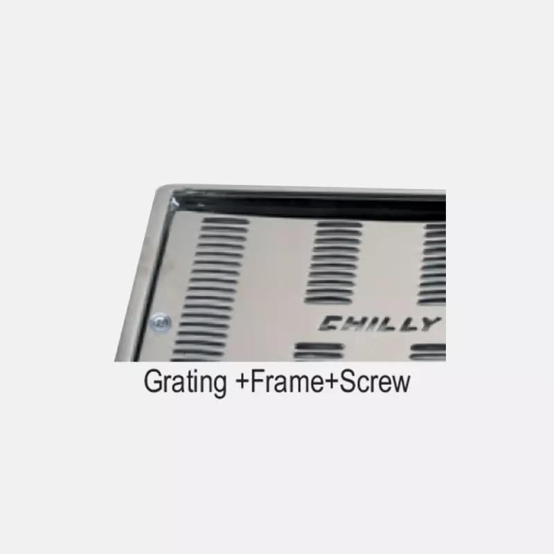 Chilly 300x75 mm Rail Grating with Frame & Screw Stainless Steel Glossy Finish Silver, RLG-30075