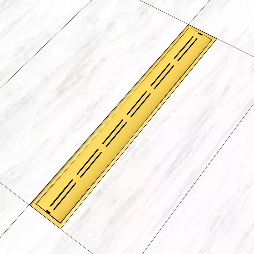 Sanjay Chilly Arena Shower Drain Channel Pure Gold 100x600 mm (‎4 x 24 inch), ‎SCDAPG-600
