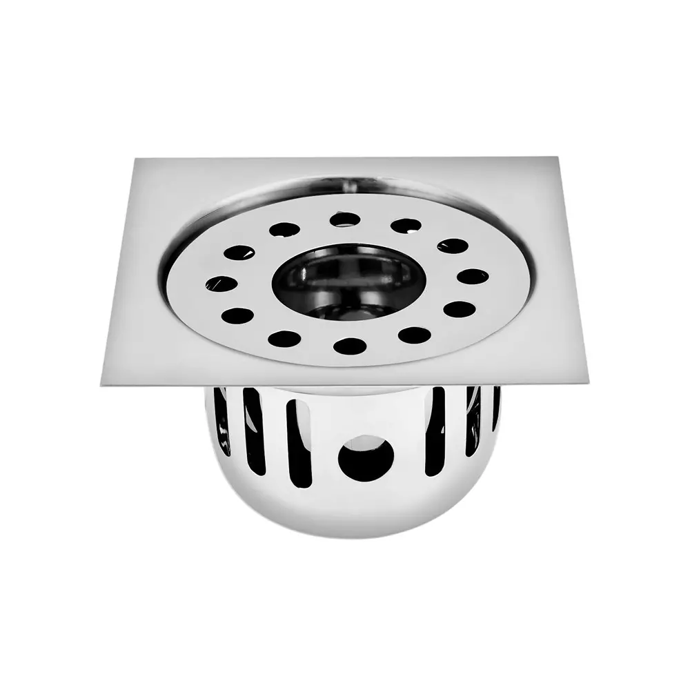 Sanjay Chilly Square Gypsy Floor Drainer with Cockroach Trap and Pipe Hole Silver 101 x 101 mm, ‎SCCT-SG-101