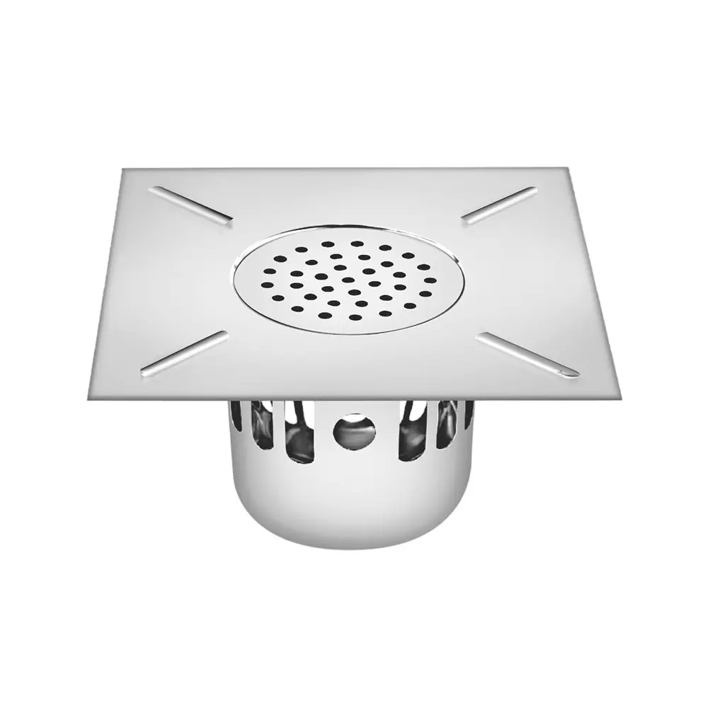 Sanjay Chilly Square Floor Drainer with Cockroach Trap Silver 255 x 255 mm, ‎SCCT-S-255