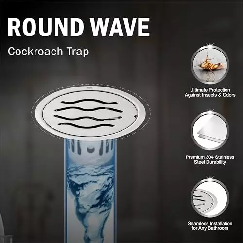 Sanjay Chilly Round Wave Floor Drainer with Cockroach Trap Sliver 127 mm, ‎SCCT-RW-127