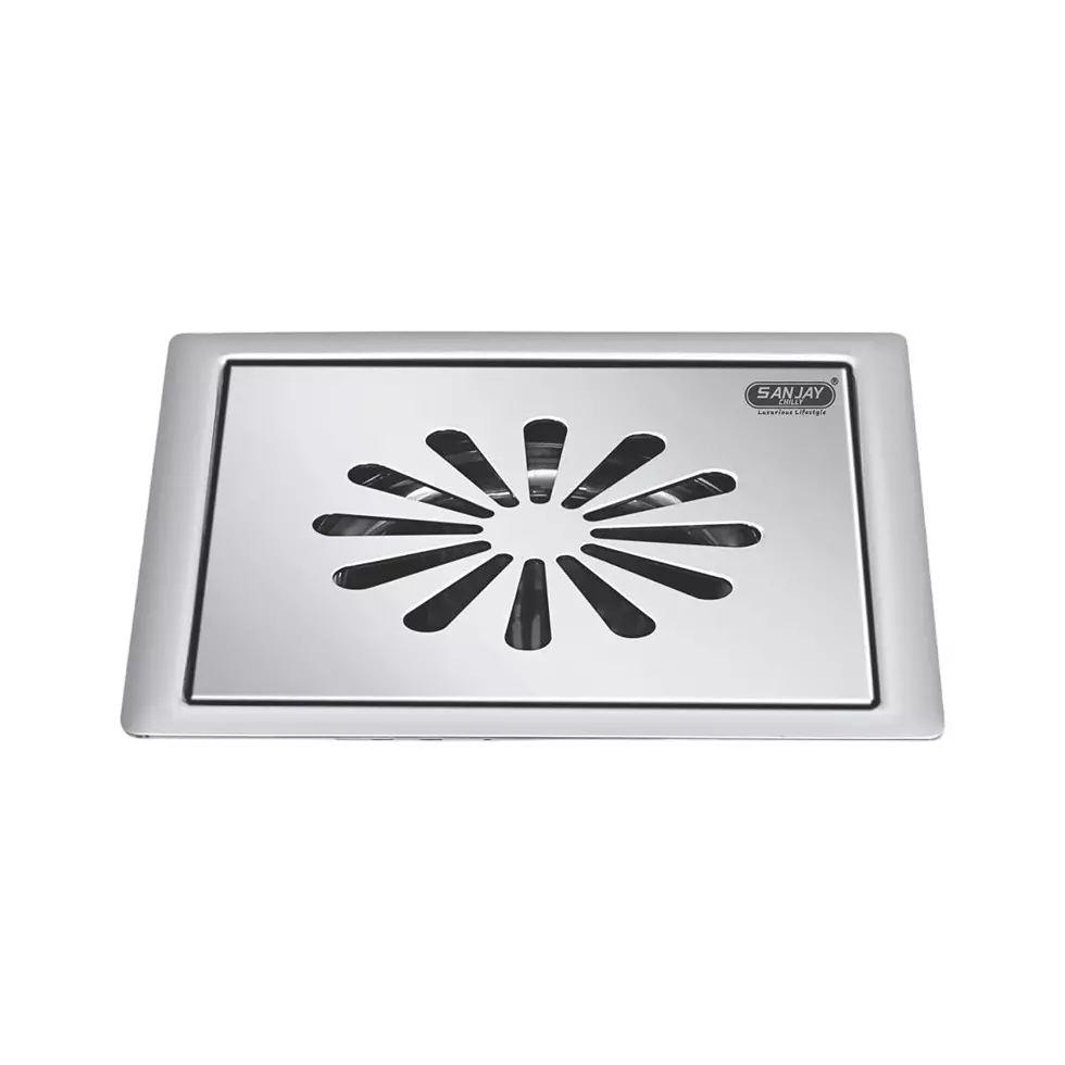 Sanjay Chilly Tof Square Ezee Floor Drainer Silver 127 x 127 mm, TOF-SE-GS-127