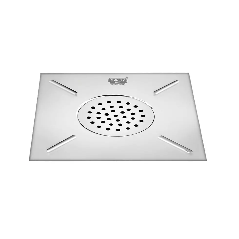 Sanjay Chilly Tof Square Floor Drainer Silver 255 x 255 mm, TOF-S-255