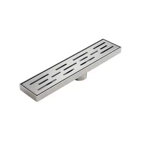 Vida Bath Milano Linear Shower Channel Drain with Centre Outlet Stainless Steel 450 mm (18 Inch) Size