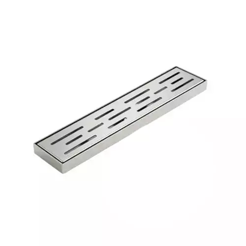 Vida Bath Milano Linear Shower Channel Drain with Corner Outlet Stainless Steel 450 mm (18 Inch) Size