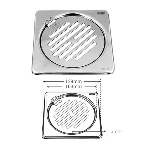 Chilly 129x129 mm Drainer/Jali Stainless Steel Glossy Finish Silver, SK-SGCH-129