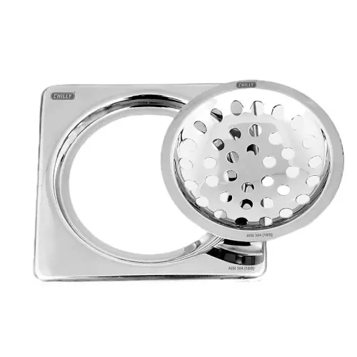 Chilly 129x129 mm Drainer/Jali Stainless Steel Matt Finish Silver, IK-S-129