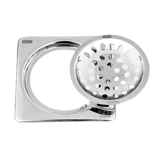 Chilly 129x129 mm Drainer/Jali Stainless Steel Matt Finish Silver, IK-S-129