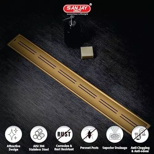Sanjay Chilly Shower Channel Drain Cover Brished Bronze 101.6 x 914.4 mm (‎4 x 36 inch), CH-SCDABB-900