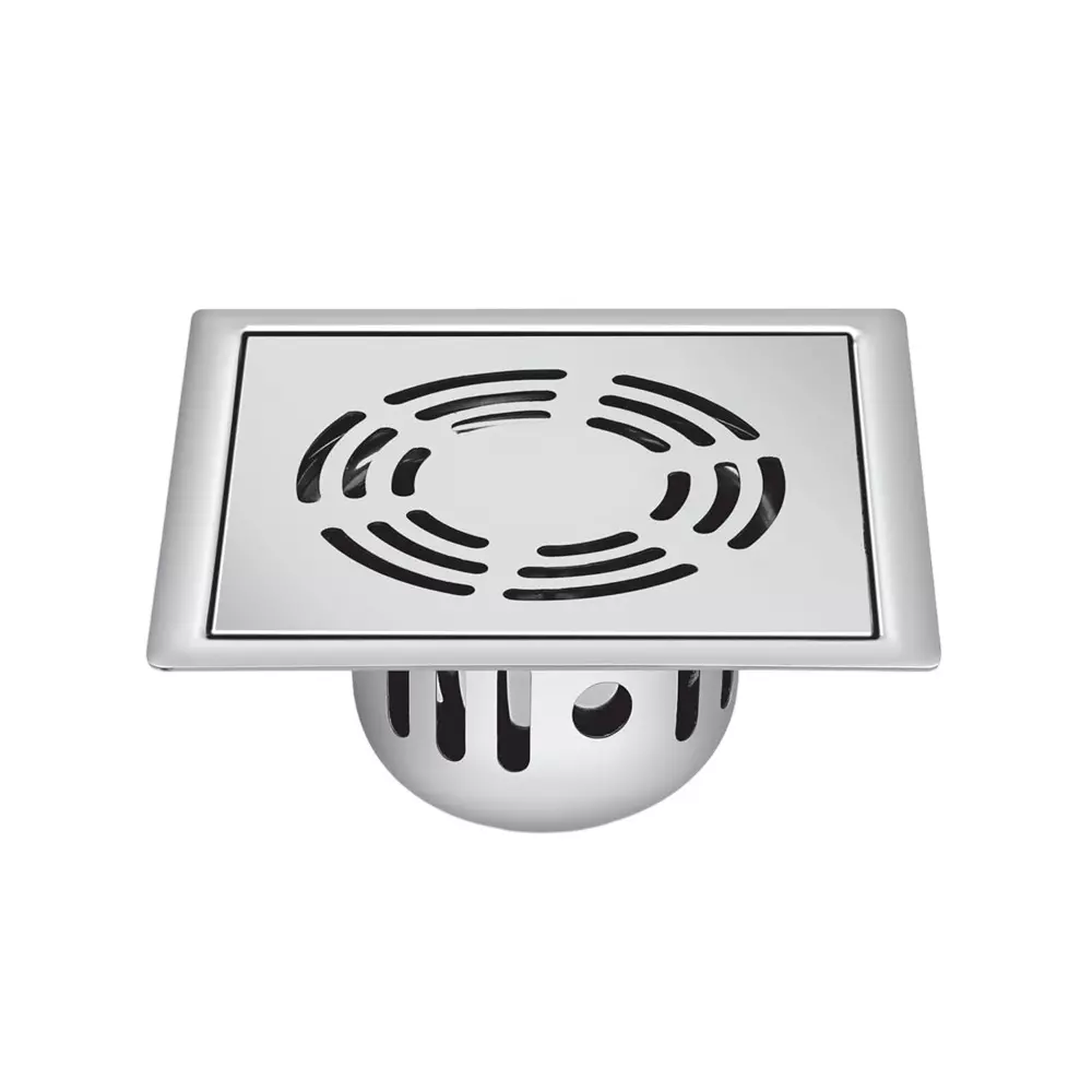 Sanjay Chilly Square Ringo Golden Floor Drainer with Cockroach Trap Silver 127 x 127 mm, ‎SCCT-SR-GS-127