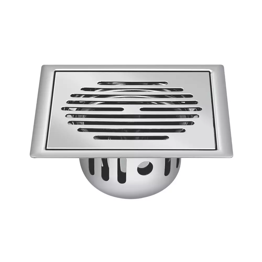 Sanjay Chilly Square Classic Golden Floor Drainer with Cockroach Trap Silver 127 x 127 mm, ‎SCCT-SCGS-127