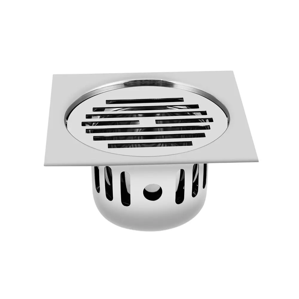 Sanjay Chilly Square Classic Floor Drainer with Cockroach Trap Silver 153 x 153 mm, ‎SCCT-SC-153