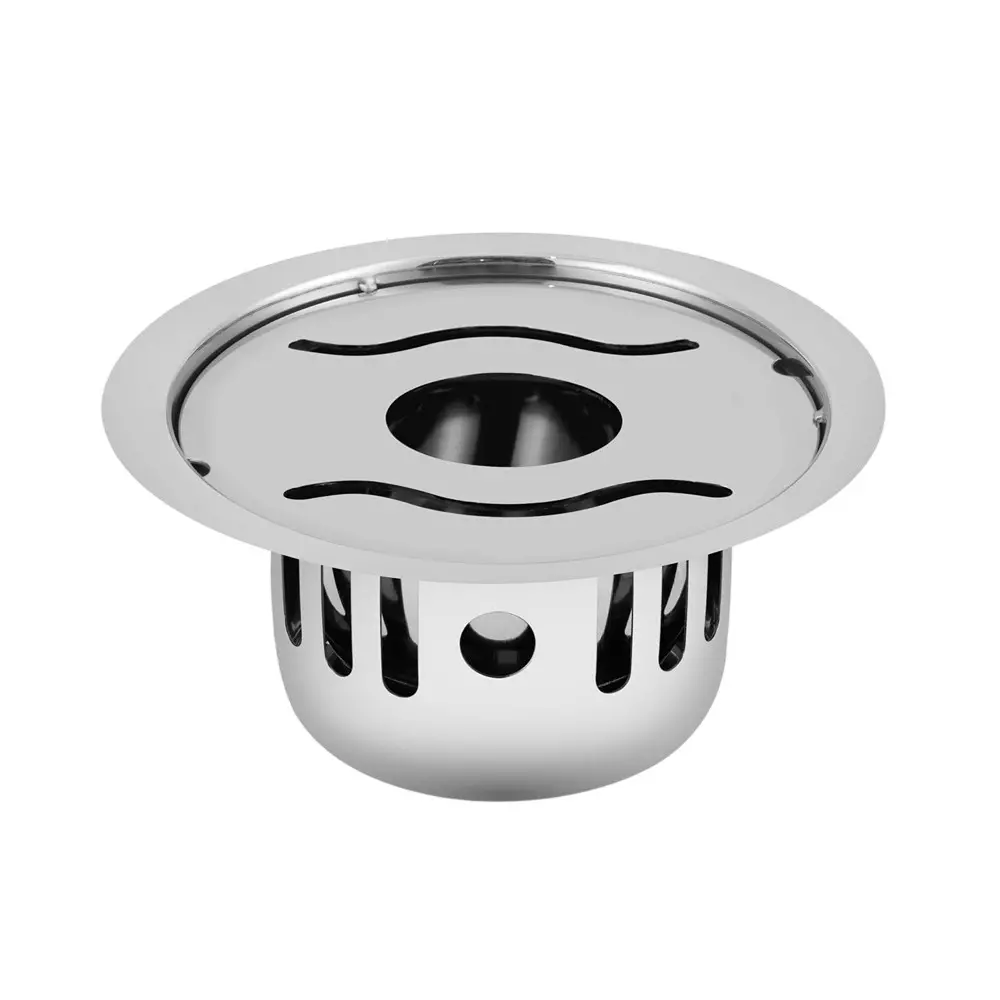 Sanjay Chilly Round Wave Gypsy Floor Drainer with Cockroach Trap and Pipe Hole Sliver 127 mm, ‎SCCT-RWG-127