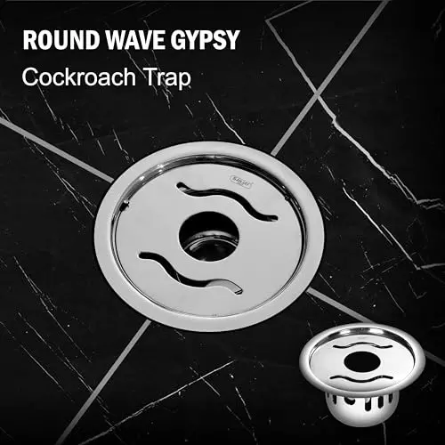 Sanjay Chilly Round Wave Gypsy Floor Drainer with Cockroach Trap and Pipe Hole Sliver 127 mm, ‎SCCT-RWG-127