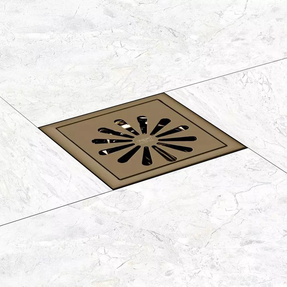 Sanjay Chilly Tof Square Ezee Floor Drainer Brushed Bronze 127 x 127 mm, TOF-SE-BB-127