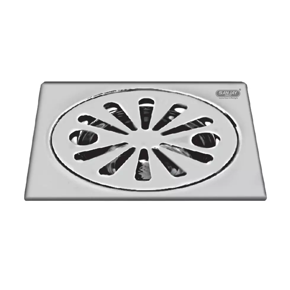 Sanjay Chilly Tof Square Ezee Floor Drainer Silver 153 x 153 mm, TOF-SE-153