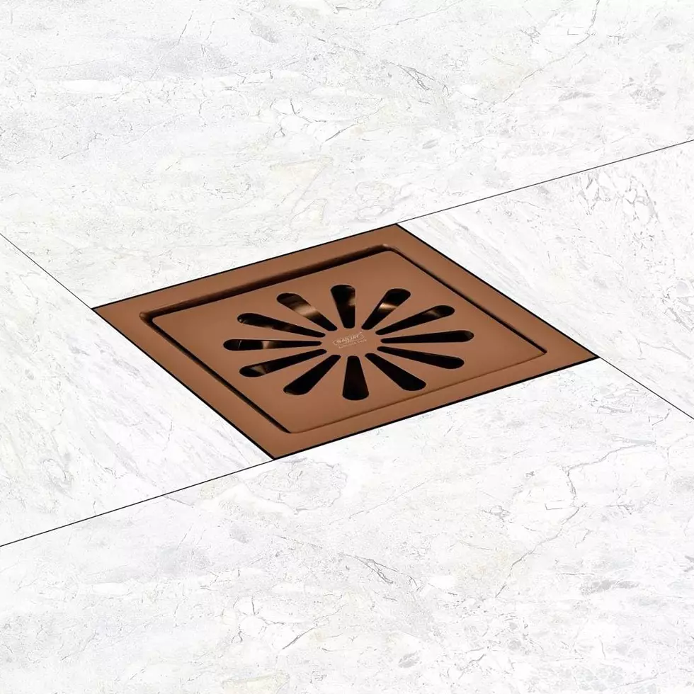 Sanjay Chilly Square Ezee Floor Drainer With Cockroach Trap Rose Gold 127 x 127 mm, SCCT-SE-RG-127