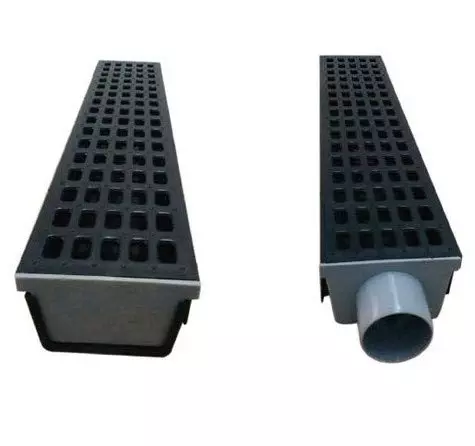 Vida Bath Water Stop Drain Jali HDPE (High-Density Polyethylene) Black Color 1000 X 100 X 57 mm Size